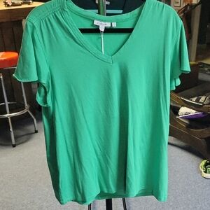 Chico's Vibrant Green V-Neck Blouse